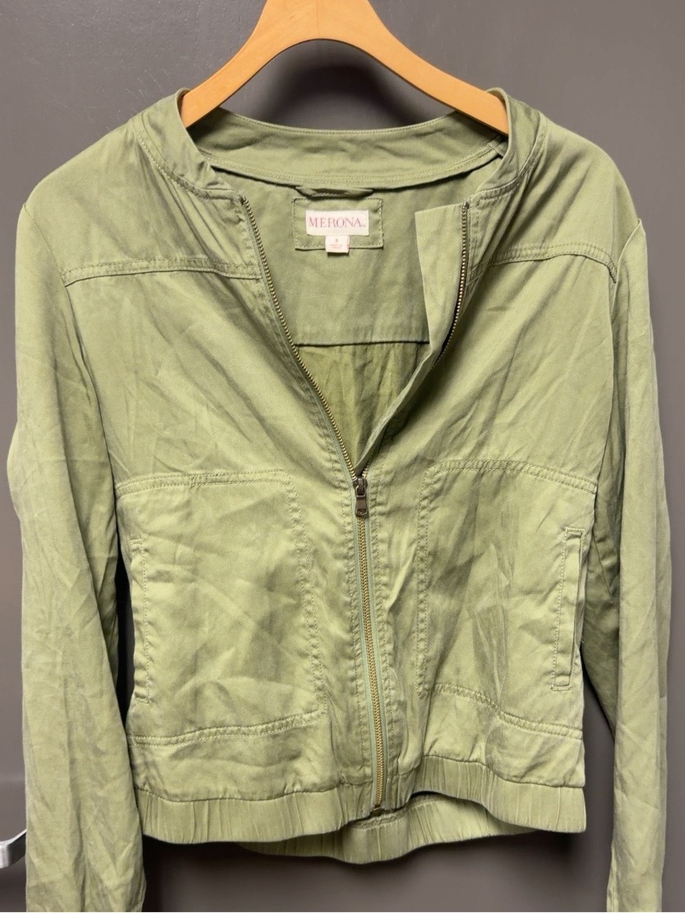 Merona Olive Green Women's Lightweight Zip Jacket